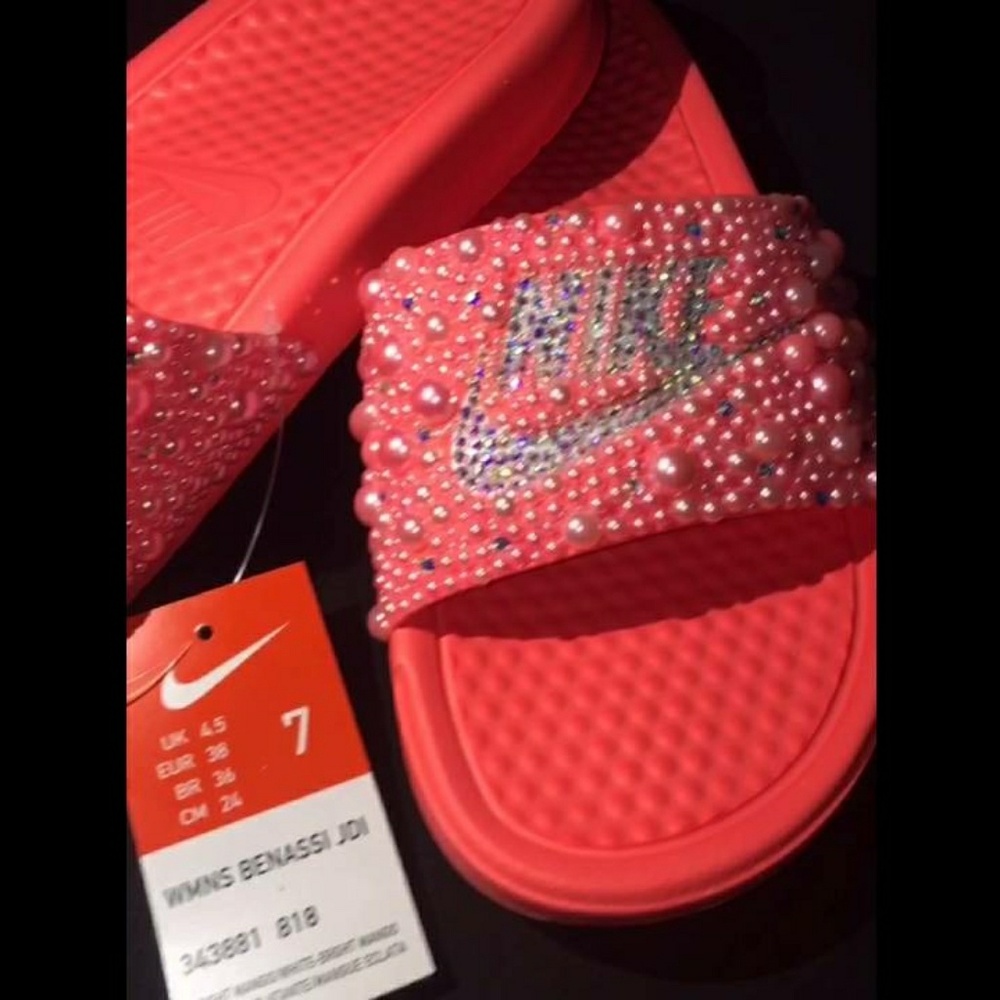Bedazzled Nike slides